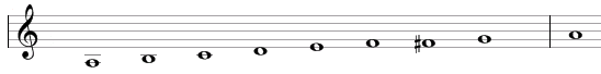 Doriolian scale in traditional notation