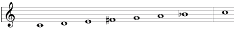Lydian-Mixolydian scale in traditional notation