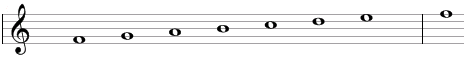 Lydian scale in traditional notation