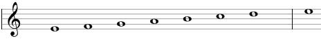 Phrygian scale in traditional notation