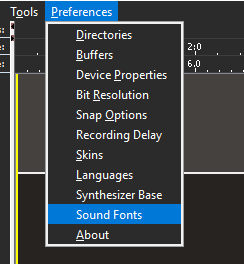 Preferences Sound Fonts menu