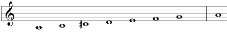 Major-minor scale in traditional notation