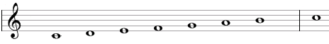 Major scale in traditional notation