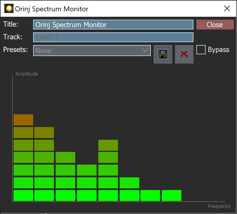 The Orinj spectrum monitor dialog